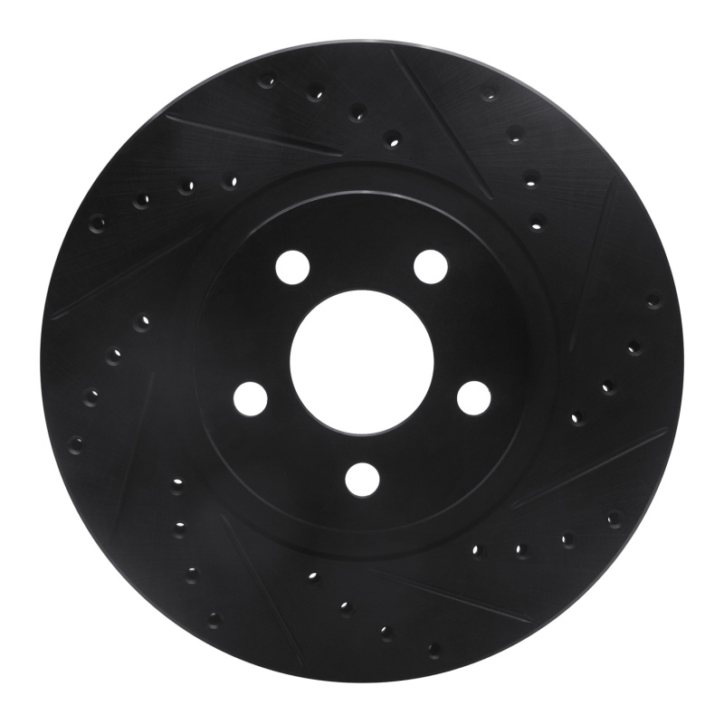 Chrysler PT Cruiser Brake Rotor (1) - Front Right - R1 Concepts - Drilled & Slotted - Black - `01-`10